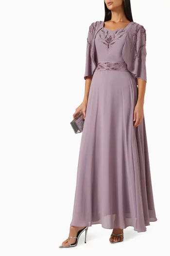 Embellished Cape Dress