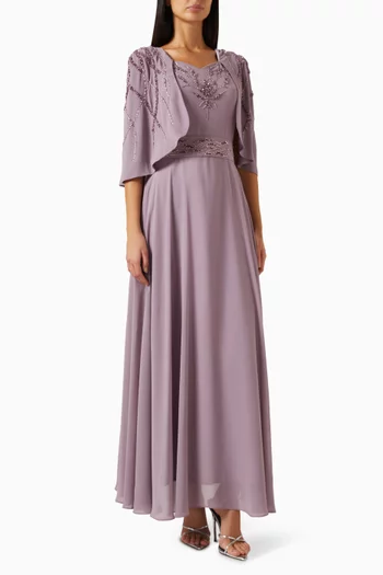 Embellished Cape Dress