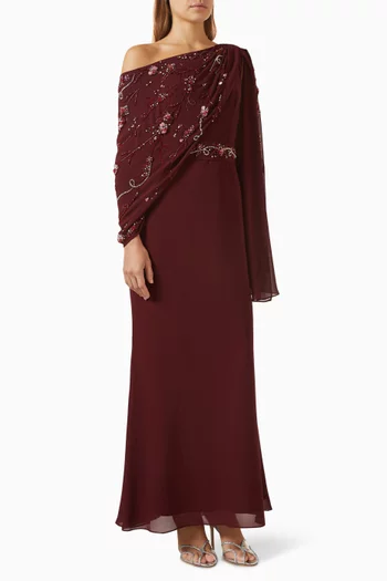 Embellished One-shoulder Gown