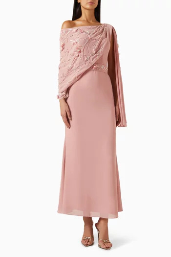 Embellished One-shoulder Gown
