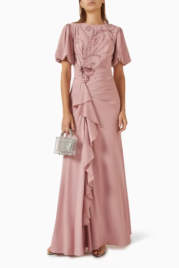 Embellished Ruffle Dress