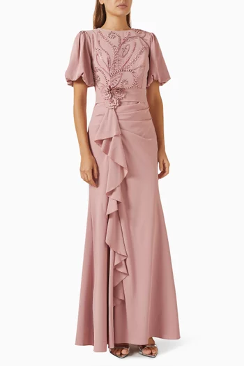 Embellished Ruffle Dress