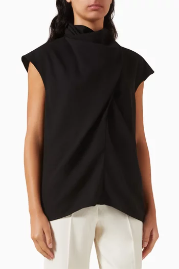 Verso Draped Scarf Top in Wool Crepe