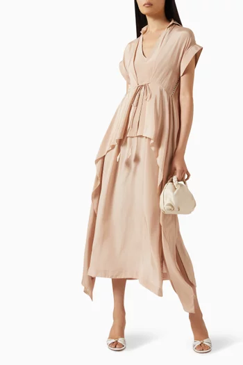 Panelled Drape Dress in Crepe