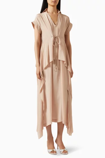 Panelled Drape Dress in Crepe