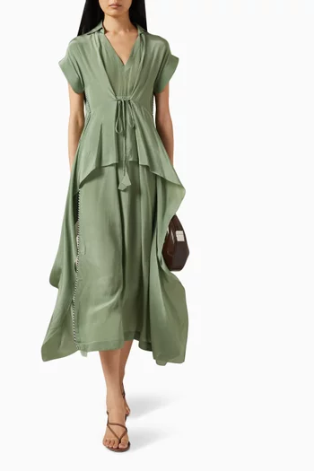 Panelled Drape Dress in Crepe