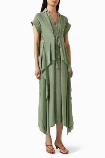Panelled Drape Dress in Crepe