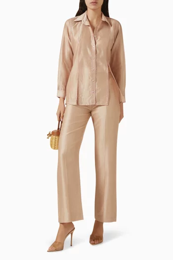 Colour-block Shirt & Pants Set