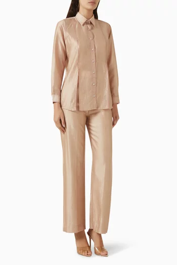 Colour-block Shirt & Pants Set