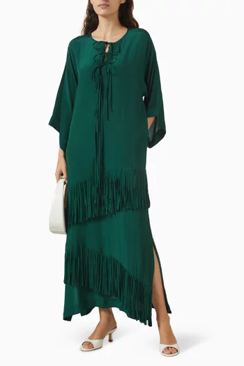 Embellished Tie-up Kaftan in Crepe