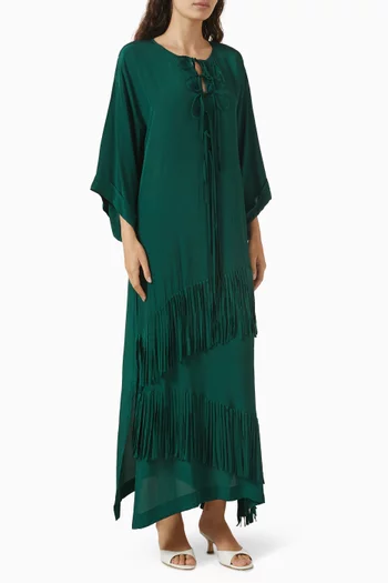 Embellished Tie-up Kaftan in Crepe