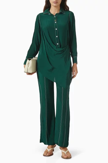 Drape Shirt & Pants Set in Crepe
