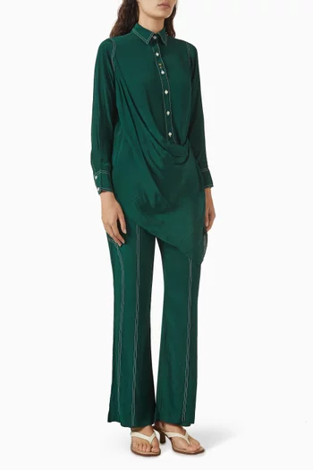 Drape Shirt & Pants Set in Crepe