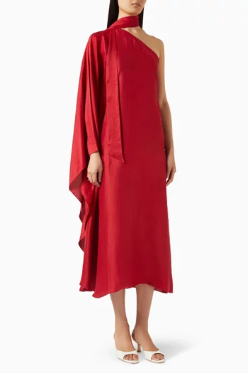 One-shoulder Dress in Silk