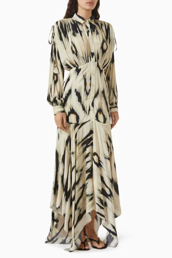 Printed Shirt Dress in Crepe