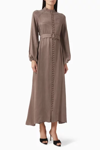 فستان برايم بنمط قميص حرير