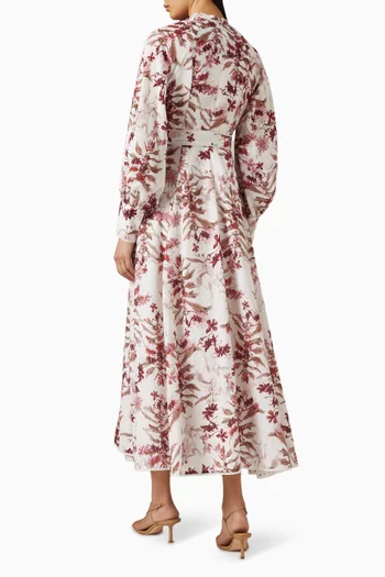 Floral-print Belted Midi Dress