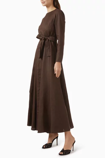 Clara Belted Dress in Linen