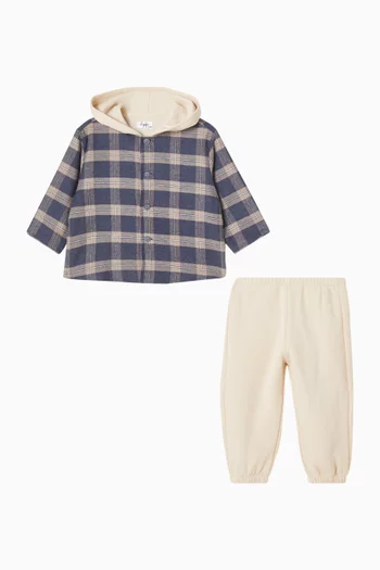 Checked Long Sleeved Hooded Tracksuit