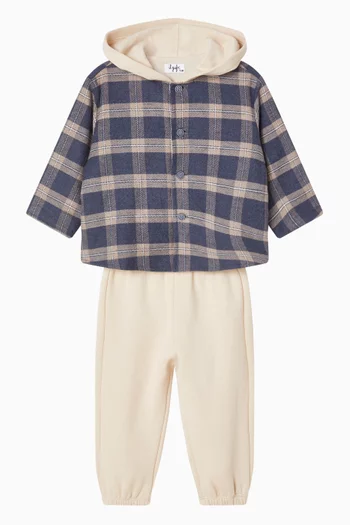 Checked Long Sleeved Hooded Tracksuit