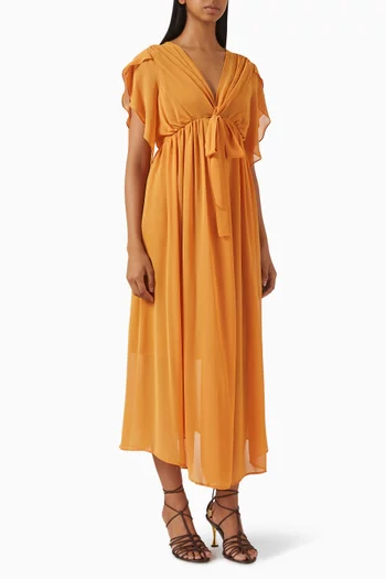 Tie-up Gathered Dress