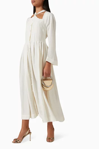 Pleated Midi Shirt Dress