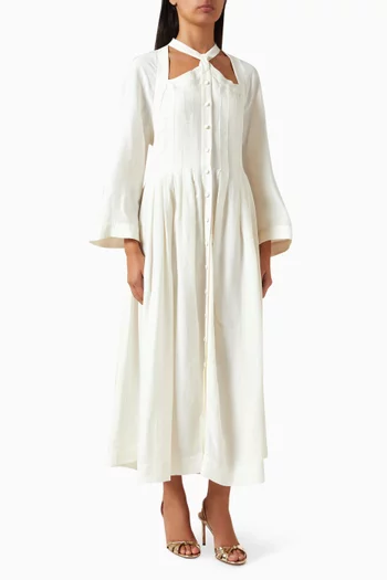 Pleated Midi Shirt Dress