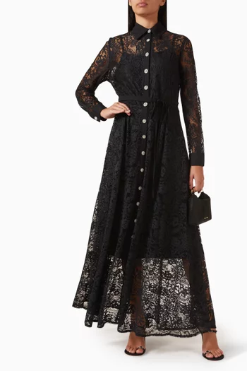 Buttoned Shirt Maxi Dress in Lace