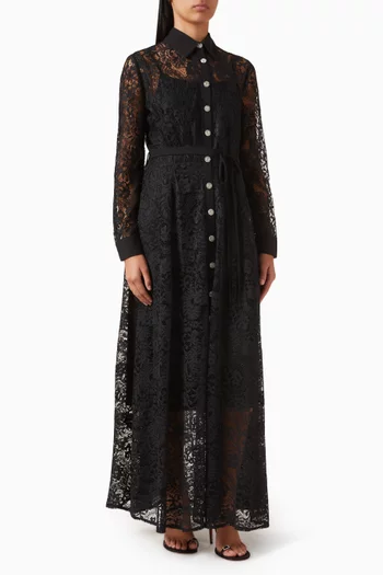 Buttoned Shirt Maxi Dress in Lace