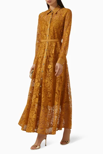 Buttoned Shirt Maxi Dress in Lace