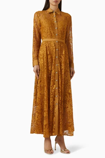 Buttoned Shirt Maxi Dress in Lace