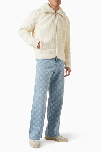 جاكيت مبطن صوف مارينو مضلع