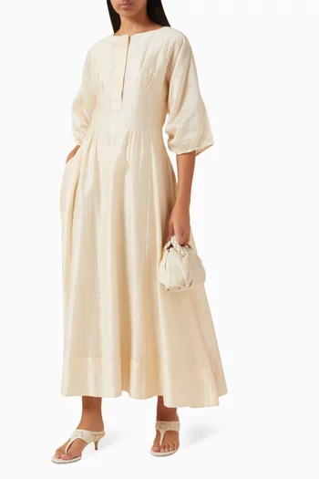Pintuck Midi Dress