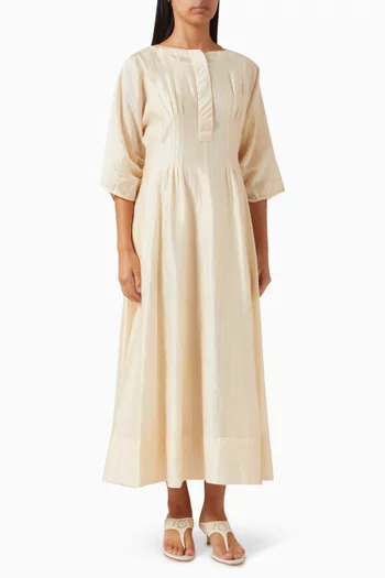 Pintuck Midi Dress