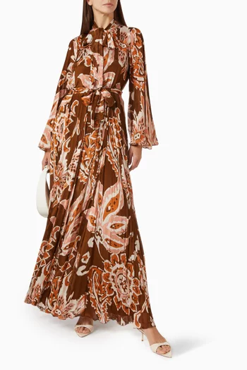 Floral-print Belted Maxi Dress