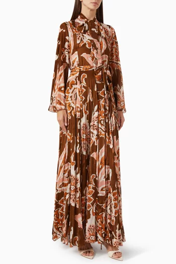 Floral-print Belted Maxi Dress