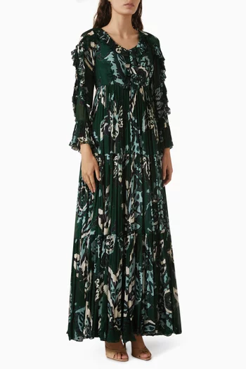 Floral-print Ruffled Maxi Dress