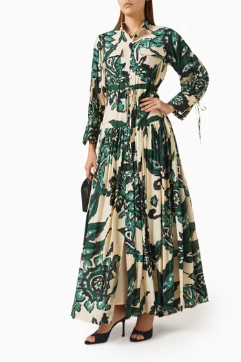 Floral-print Shirt Maxi Dress