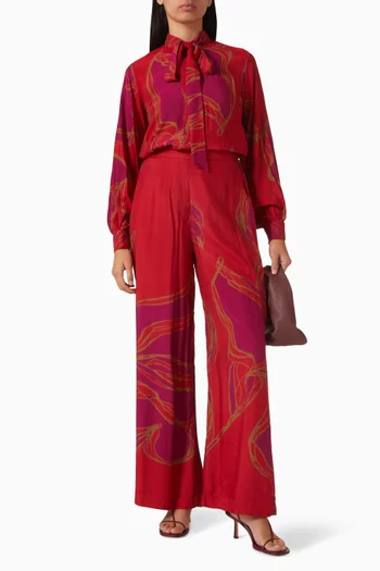 Floral-print Pants