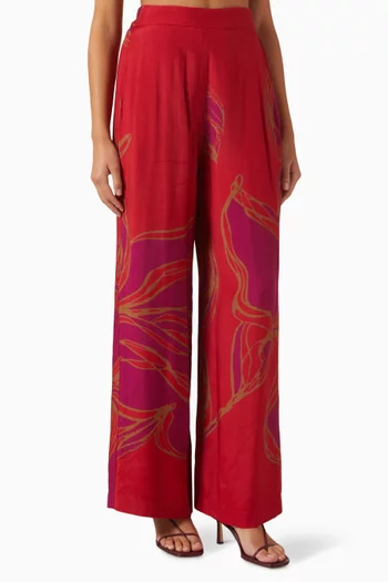 Floral-print Pants