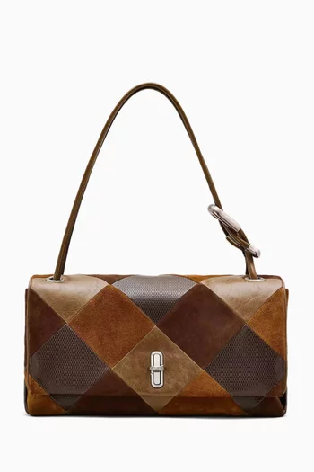 حقيبة كتف دوال كبيرة بتصميم رقعات جلد وشمواه