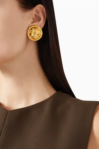 1980s Roped Logo Clip Earrings