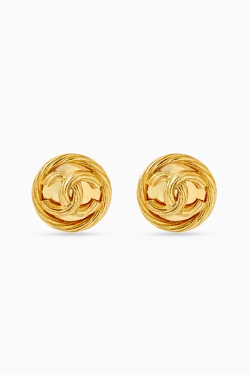 1980s Roped Logo Clip Earrings