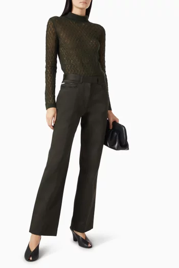 Turtleneck Sweater in Pointelle-knit