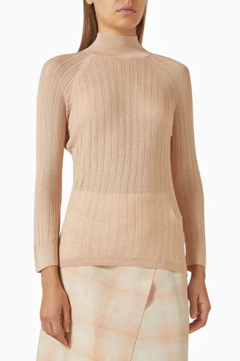 Mockneck Top in Ribbed-knit