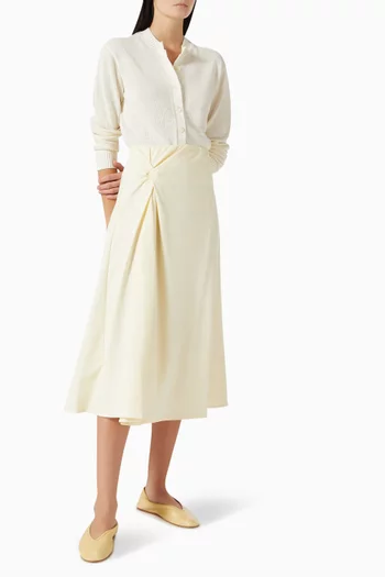 Twist-detail Midi Skirt in Cotton-blend