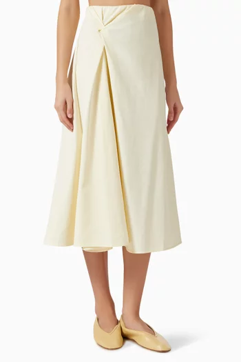 Twist-detail Midi Skirt in Cotton-blend