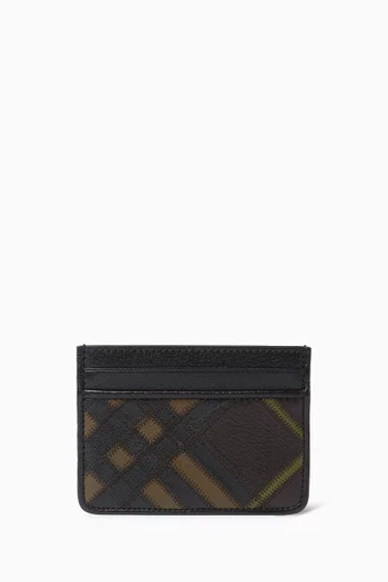 Check Intarsia Card Case in Leather