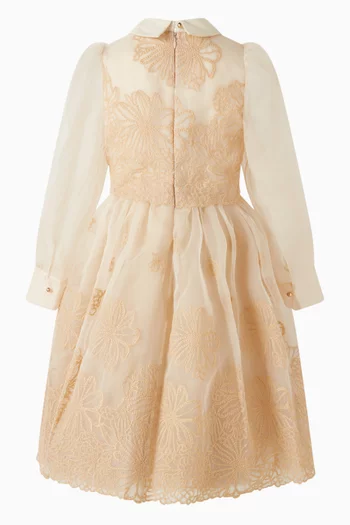 Macramé-embroidered Dress in Organza