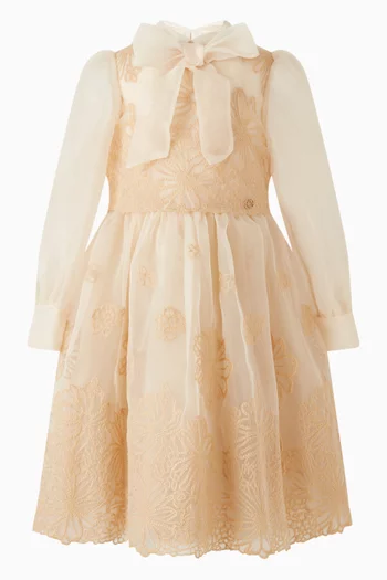 Macramé-embroidered Dress in Organza